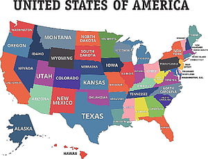 Colorful United States Map with All 50 States Labeled HD wallpaper