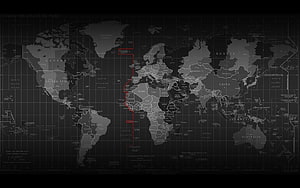 Dark World Map with Red Route Line and Grid Overlay for Desktop Background HD wallpaper