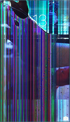 Vibrant vertical glitch art with shattered glass and digital distortion HD phone wallpaper