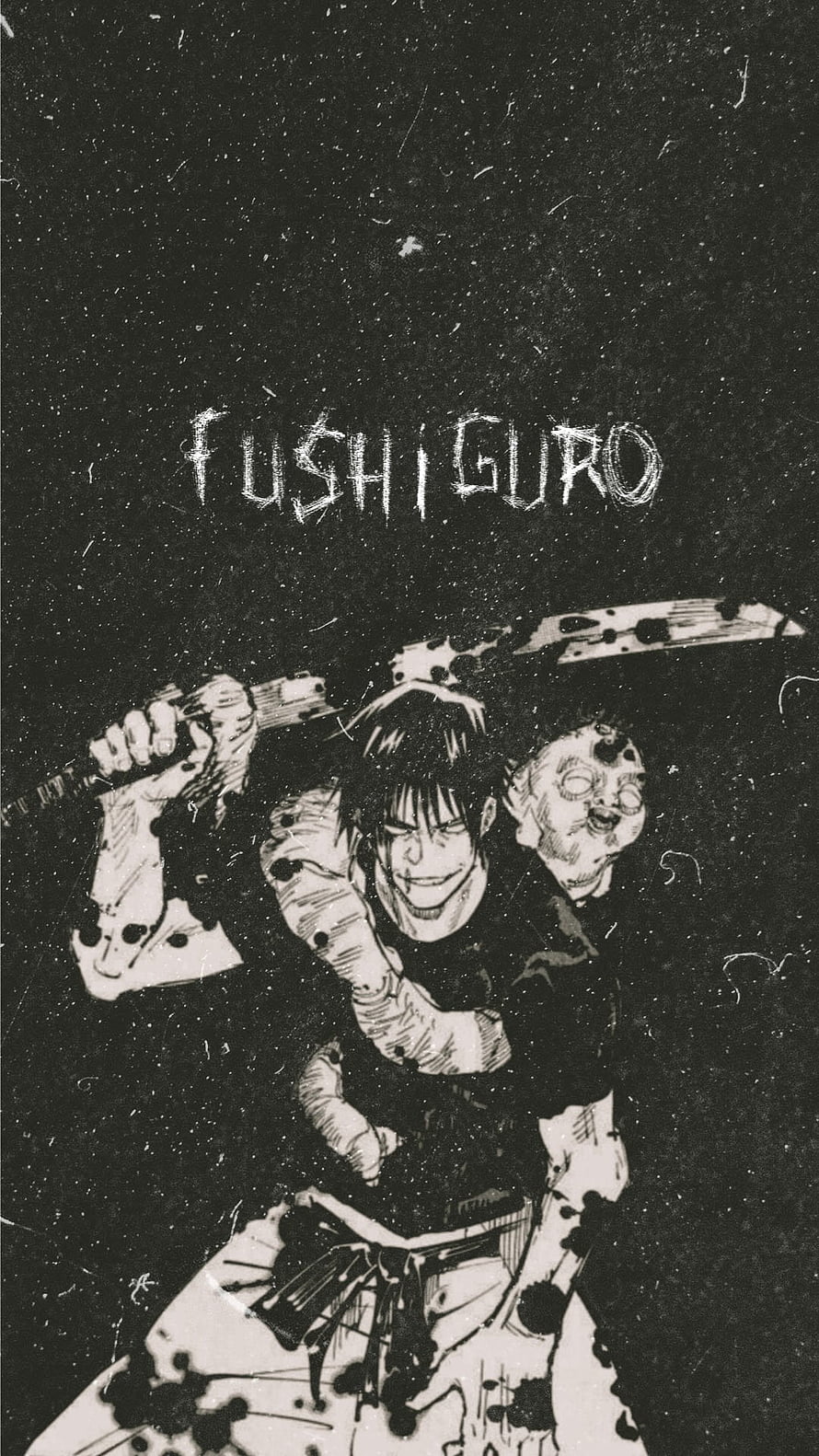 Fushiguro Toji wielding a katana in a gritty black and white manga illustration HD phone wallpaper