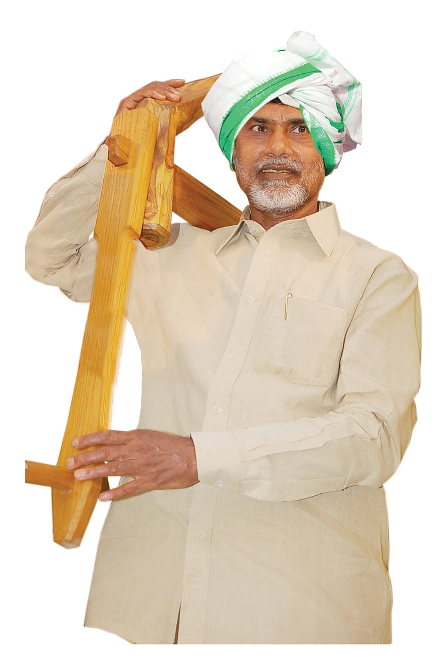 Chandrababu Naidu Holding Wooden Plank in Traditional Turban and Formal Shirt HD phone wallpaper