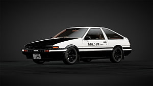 Initial D Toyota Sprinter Trueno AE86 Black and White JDM Classic Car HD wallpaper