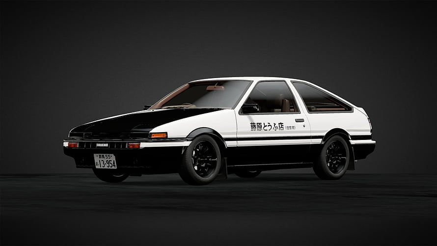 Initial D Toyota Sprinter Trueno AE86 Black and White JDM Classic Car HD wallpaper