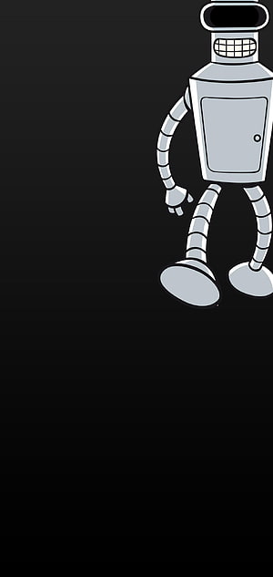 Minimalist Silver Robot Character Walking on Black Background HD phone wallpaper