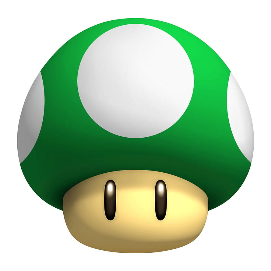 Super Mario Green 1-Up Mushroom 3D Render on White Background HD phone wallpaper