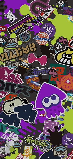 Splatoon 2 Ink Splatter Sticker Collage Wallpaper HD phone wallpaper