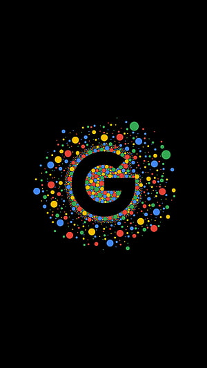 Google G Logo Formed by Colorful Dots on Black Background HD phone wallpaper