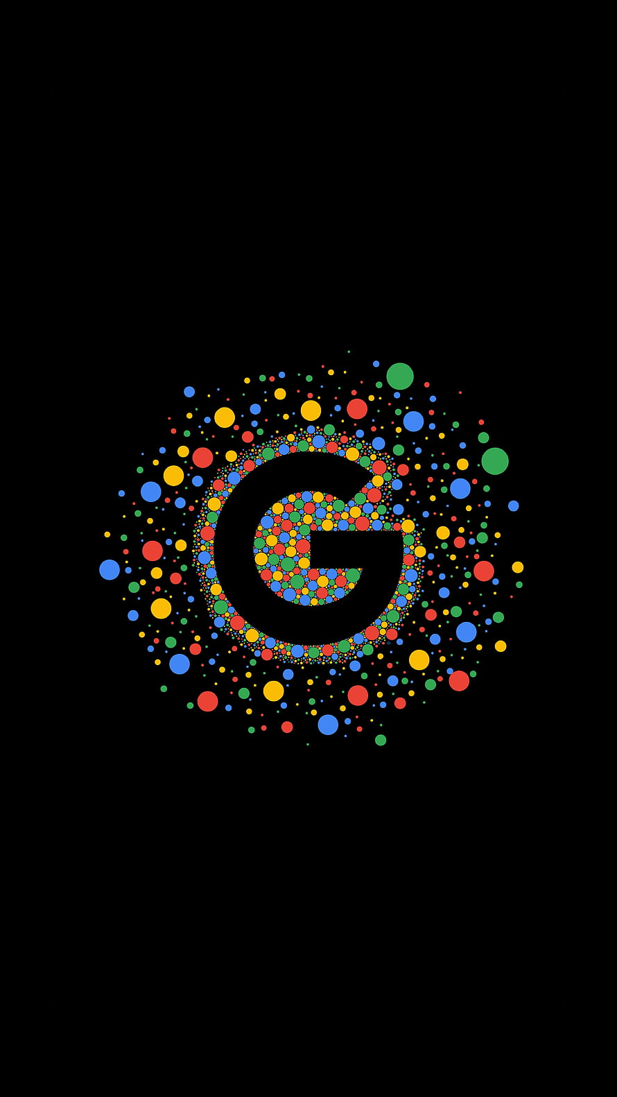Google G Logo Formed by Colorful Dots on Black Background HD phone wallpaper