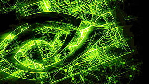 Glowing Green Nvidia GeForce Logo with Circuit Board Pattern on Black Background HD wallpaper