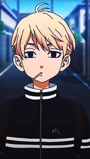 Young Mikey from Tokyo Revengers in Black Track Jacket with Street Background HD phone wallpaper