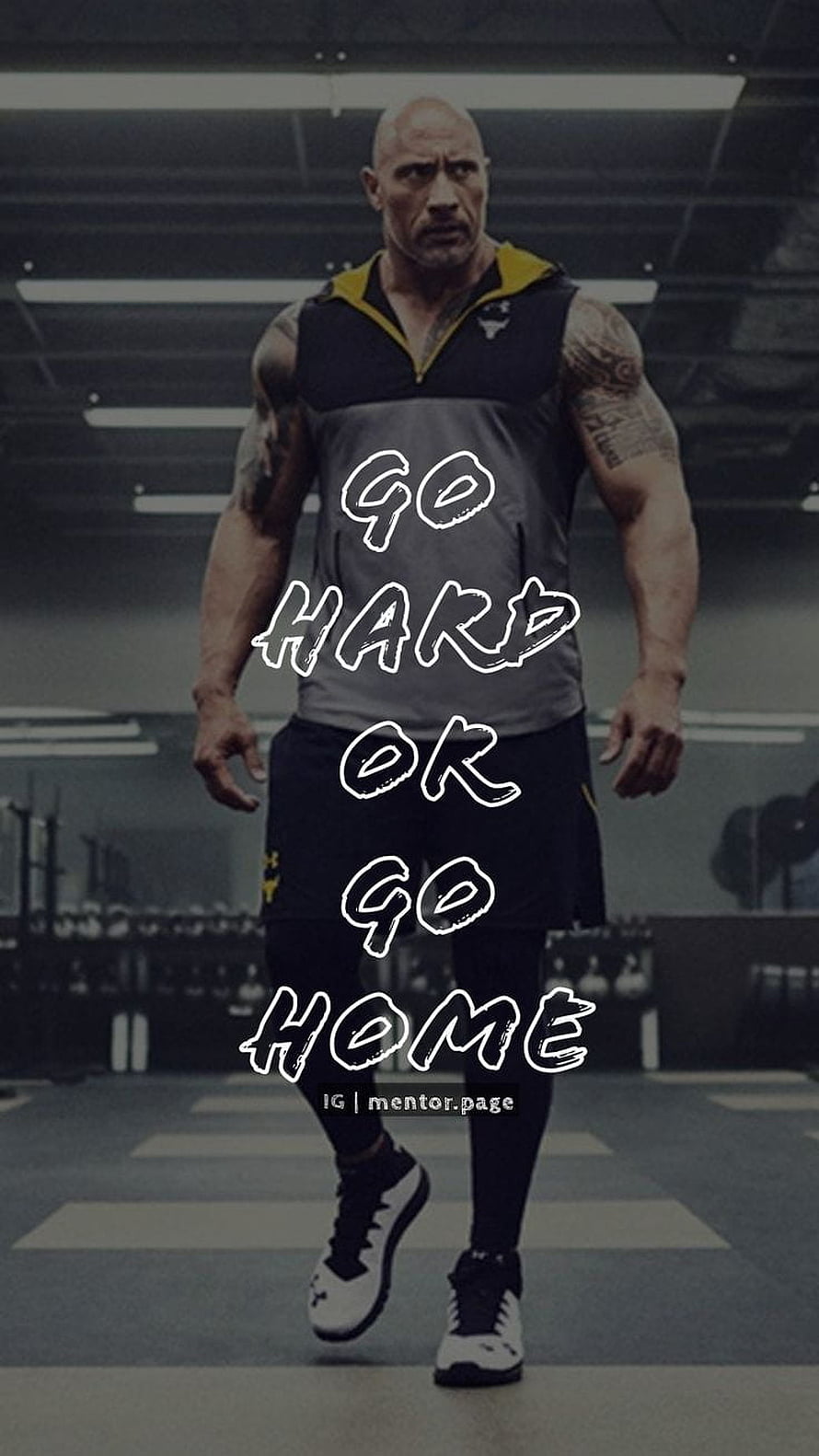 Dwayne Johnson Gym Motivational Quote: Go Hard Or Go Home HD phone wallpaper