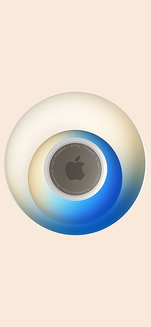 Apple AirTag with Blue and White Gradient Ring on Cream Background HD phone wallpaper