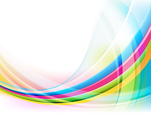 Vibrant Multicolored Abstract Wave Design on White Background HD wallpaper