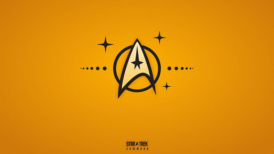 Star Trek Command Starfleet Emblem on Golden Background with Sparkling Stars HD wallpaper