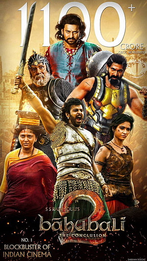 Baahubali 2 The Conclusion Movie Poster with Main Cast in Epic Armor HD phone wallpaper