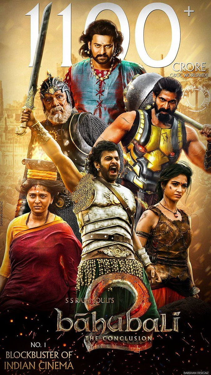 Baahubali 2 The Conclusion Movie Poster with Main Cast in Epic Armor HD phone wallpaper