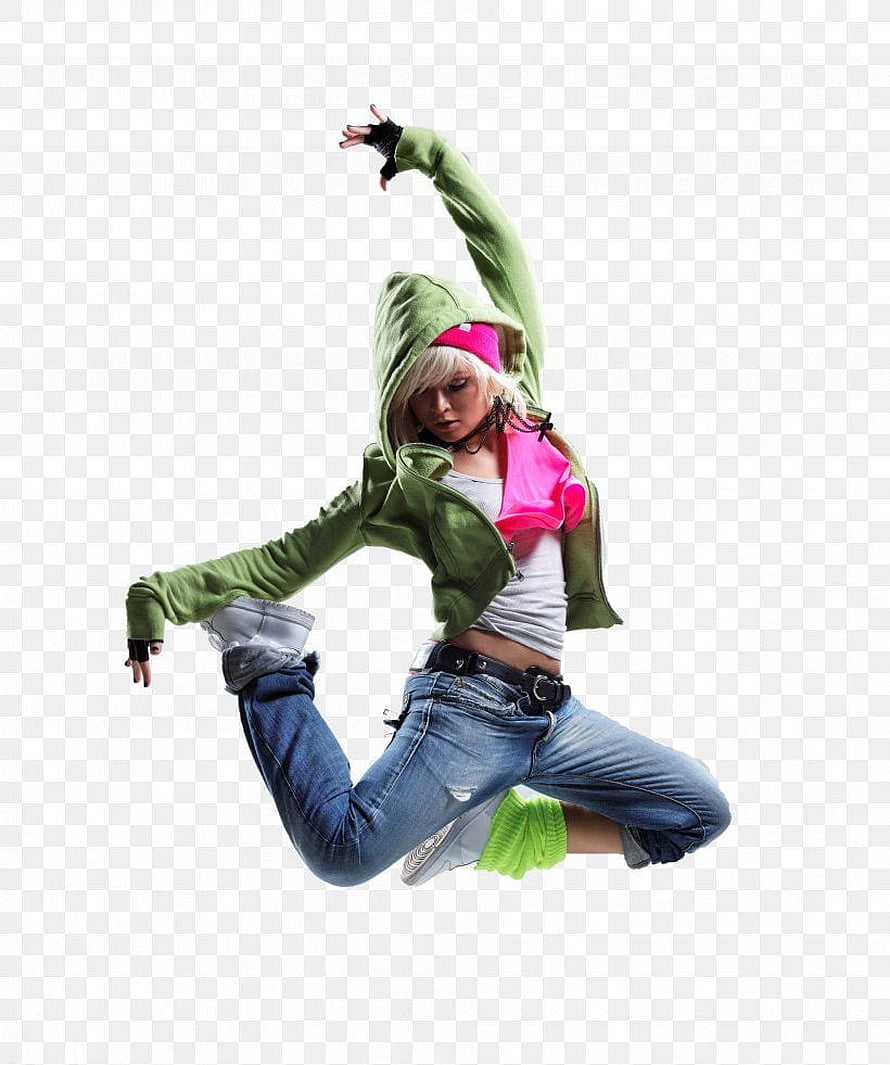 Female Breakdancer in Green Hoodie and Pink Headband Mid-Air Jump HD phone wallpaper
