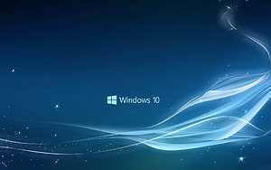 Windows 10 Default Blue Abstract Wallpaper with Flowing Light Ribbons and Sparkles HD wallpaper