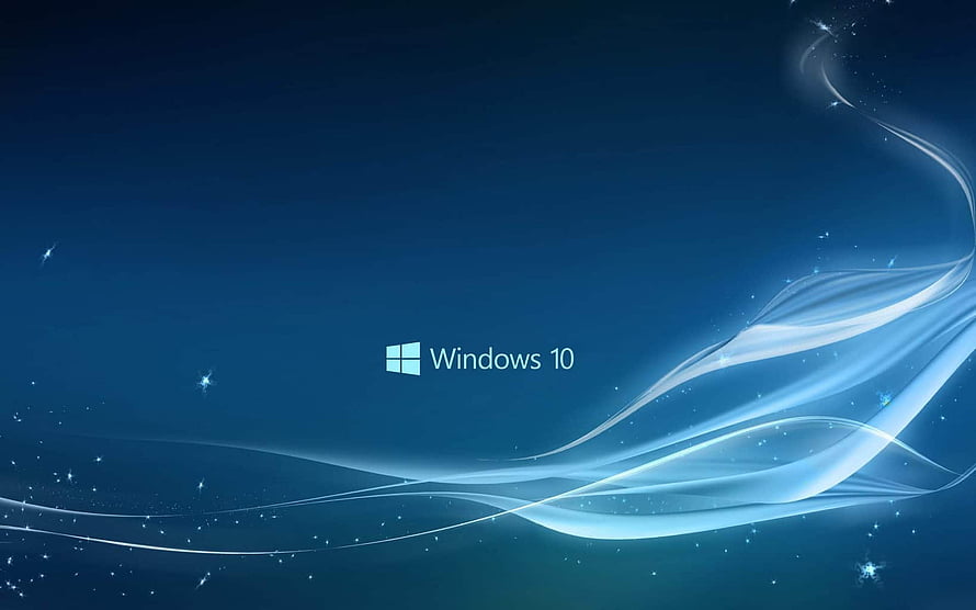 Windows 10 Default Blue Abstract Wallpaper with Flowing Light Ribbons and Sparkles HD wallpaper