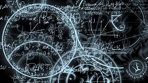 Glowing Mathematical Equations and Graphs on a Dark Background HD wallpaper