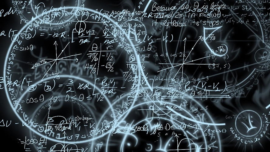 Glowing Mathematical Equations and Graphs on a Dark Background HD wallpaper