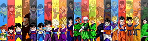 Dragon Ball Z Character Evolution Timeline Featuring Goku, Gohan, and Villain Forms HD wallpaper