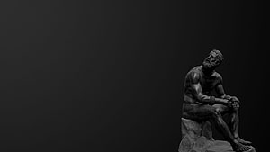 Ancient Greek Sculpture of a Seated Bearded Man on Dark Background, : statue, dark, Ancient Greek sculpture 1920x1080, #greek sculpture HD wallpaper