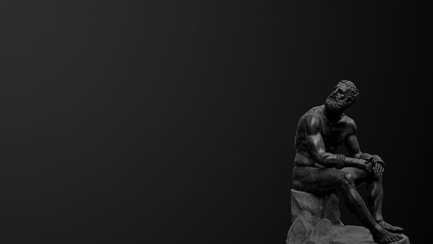 Ancient Greek Sculpture of a Seated Bearded Man on Dark Background, : statue, dark, Ancient Greek sculpture 1920x1080, #greek sculpture HD wallpaper