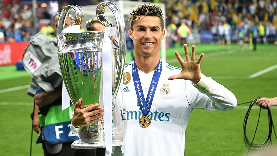 Cristiano Ronaldo Celebrates Champions League Victory With Real Madrid HD wallpaper