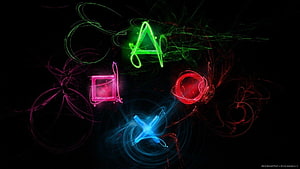 PlayStation Controller Face Buttons Glowing Neon Abstract Art HD wallpaper