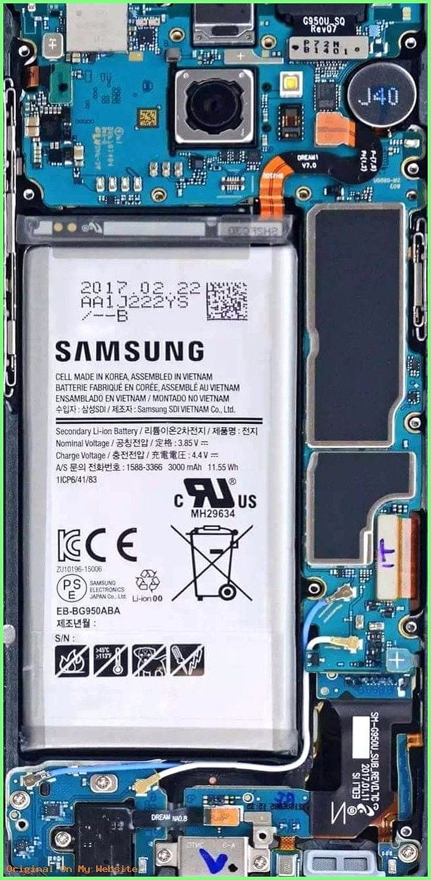 Samsung Galaxy S8 Internal Components and Battery Layout HD phone wallpaper