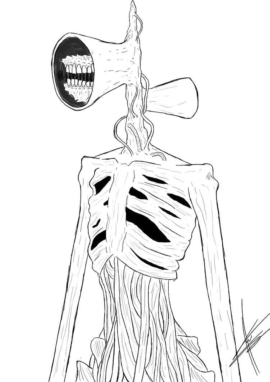 Siren Head Monster Line Art Sketch for Coloring Page HD phone wallpaper