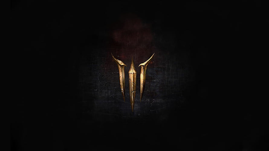 Baldur's Gate 3 Golden Dagger Emblem on Dark Textured Background HD wallpaper