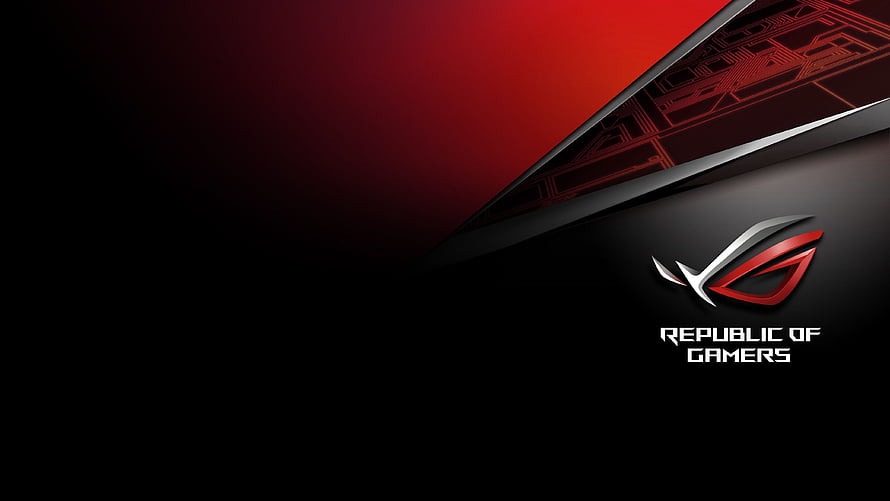 Asus Republic of Gamers Logo on Black and Red Circuit Board Background HD wallpaper