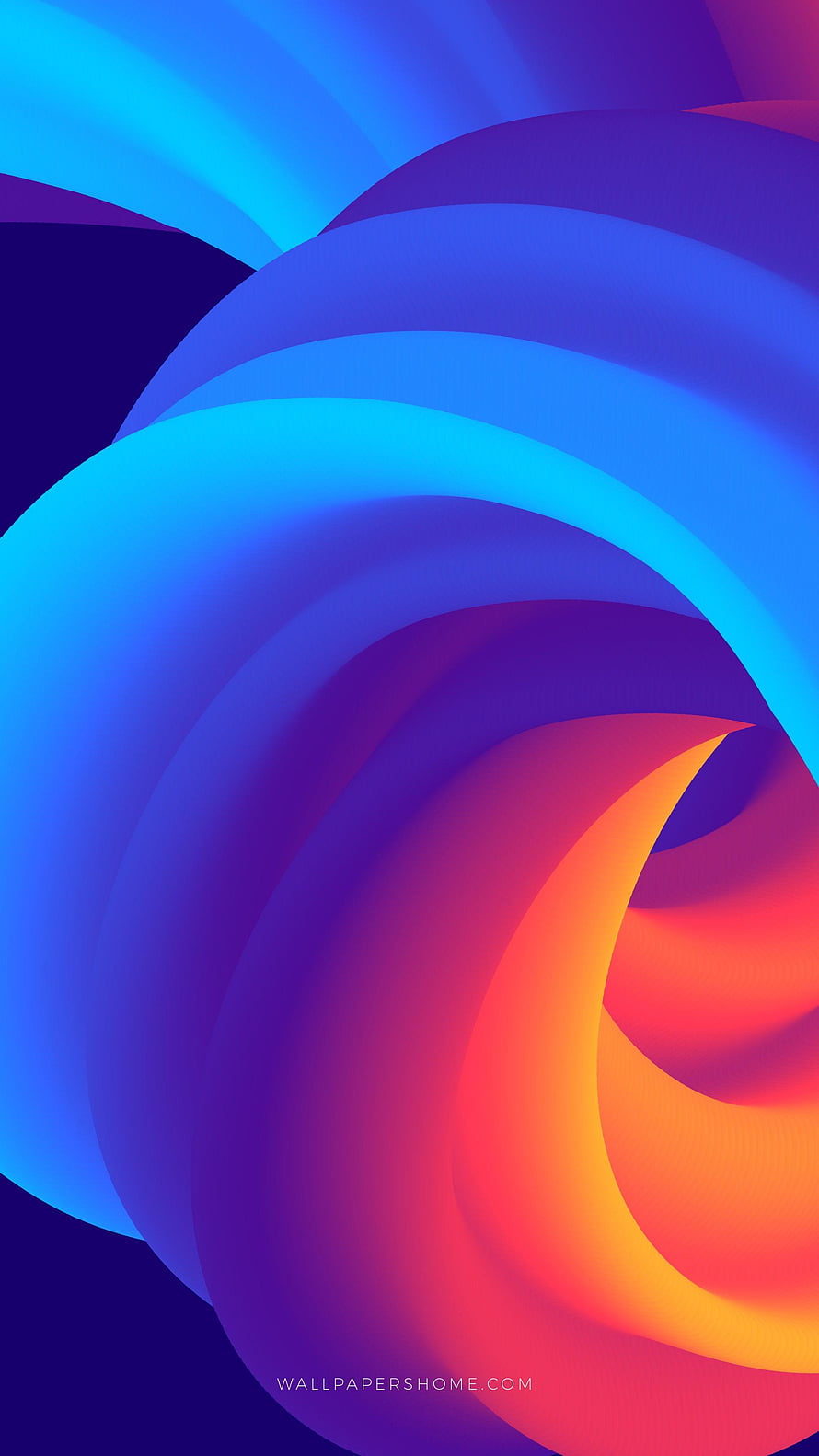 Vibrant Abstract 3D Swirl Pattern in Blue, Purple, and Orange Gradient HD phone wallpaper