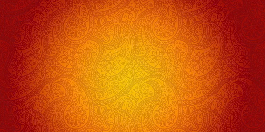 Warm Orange and Red Paisley Pattern with Intricate Floral Motifs and Central Glow HD wallpaper