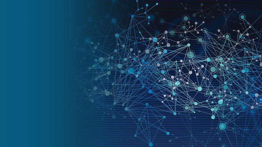 Abstract Data Science Network Visualization with Connected Nodes on Dark Blue Background HD wallpaper