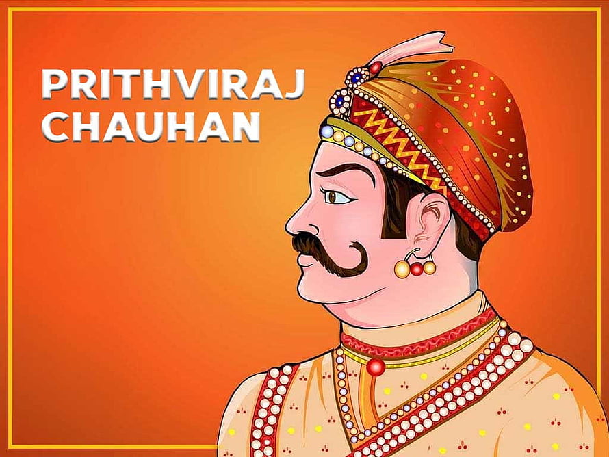 Prithviraj Chauhan Historical Portrait Illustration in Traditional Rajput Attire HD wallpaper