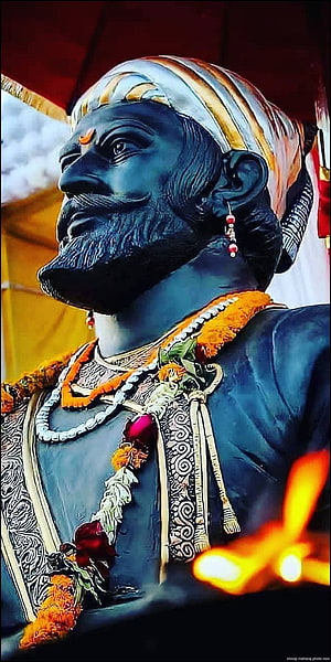 Chhatrapati Shivaji Maharaj Portrait with Turban and Floral Garland HD phone wallpaper
