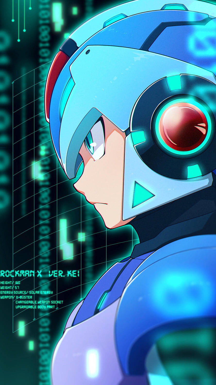 Mega Man X Ver. Kei Anime Character Profile with Digital Data Background, Megaman X Ver. Kei, mega man x9 HD phone wallpaper