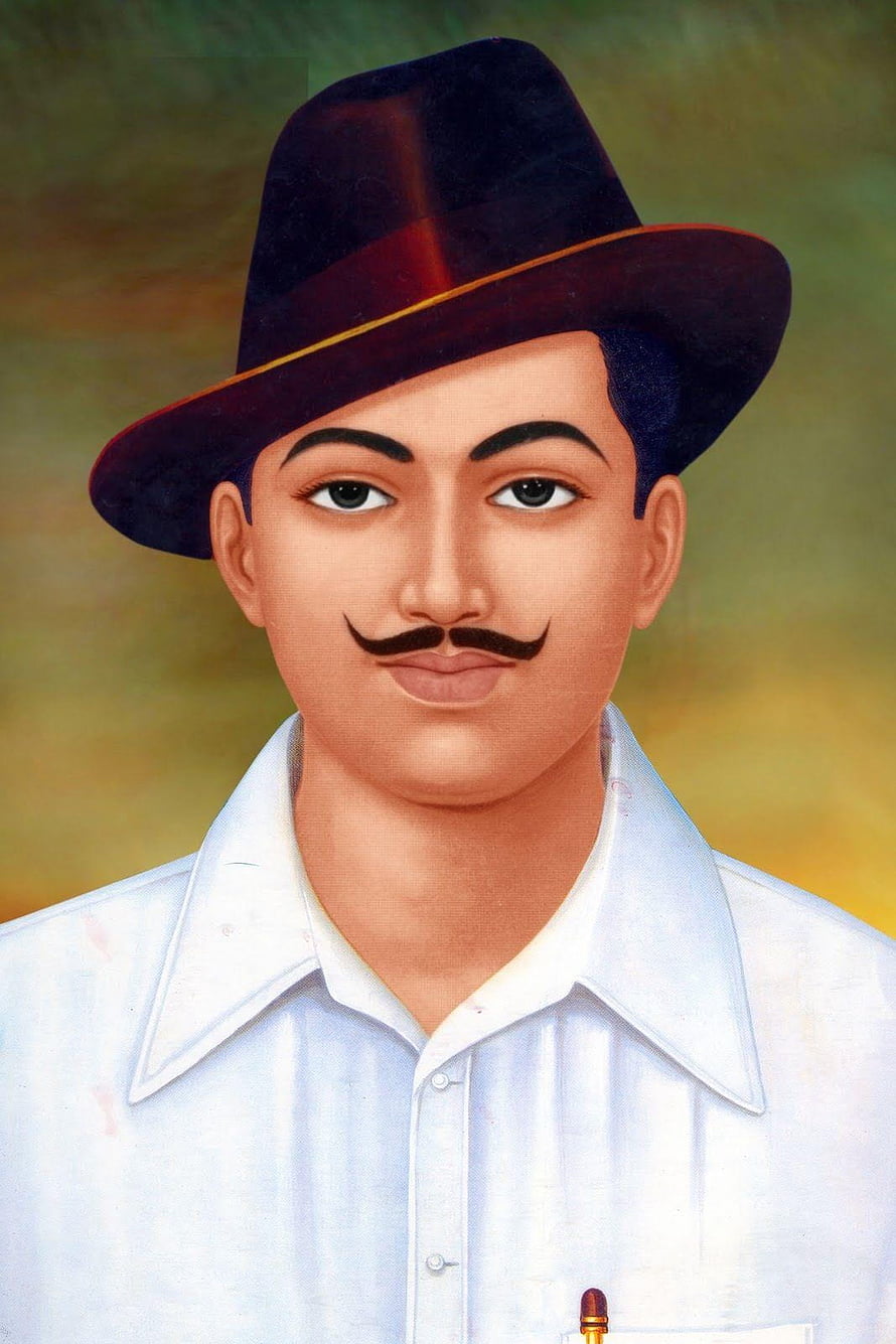 Painted Portrait of Chandra Shekhar Azad in White Shirt and Dark Fedora Hat HD phone wallpaper