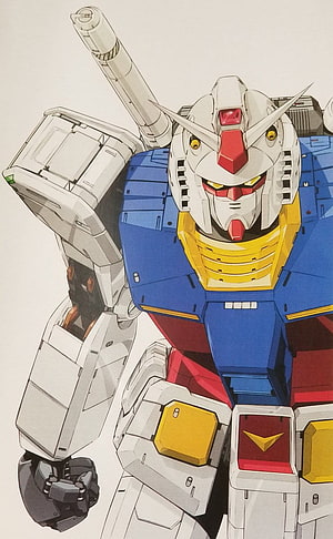 RX-78-2 Gundam Classic Mecha Illustration with Blue and Yellow Armor HD phone wallpaper
