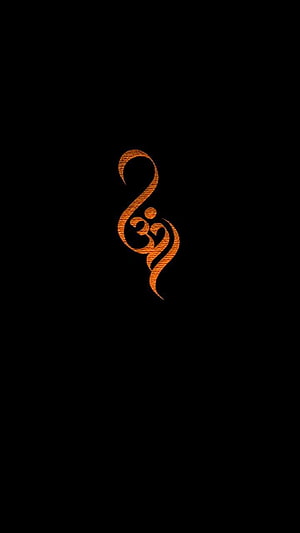 Elegant Orange Om Symbol on Black Background Minimalist Spiritual Design HD phone wallpaper