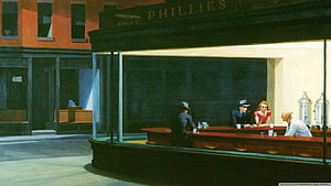 Edward Hopper Nighthawks Oil Painting of a Late Night Diner Scene HD wallpaper