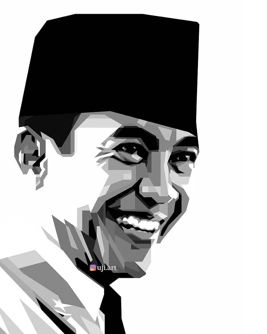 Geometric WPAP Portrait of Soekarno, First President of Indonesia HD phone wallpaper