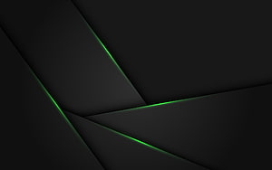 Dark Geometric Abstract Background with Glowing Green Neon Lines and Sharp Angular Edges HD wallpaper