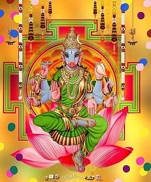 Ganesha Seated on Lotus with Diya and Axe in Traditional Indian Art Style HD phone wallpaper