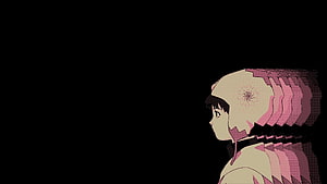 Serial Experiments Lain Anime Character Profile with Glitch Effect on Black Background HD wallpaper