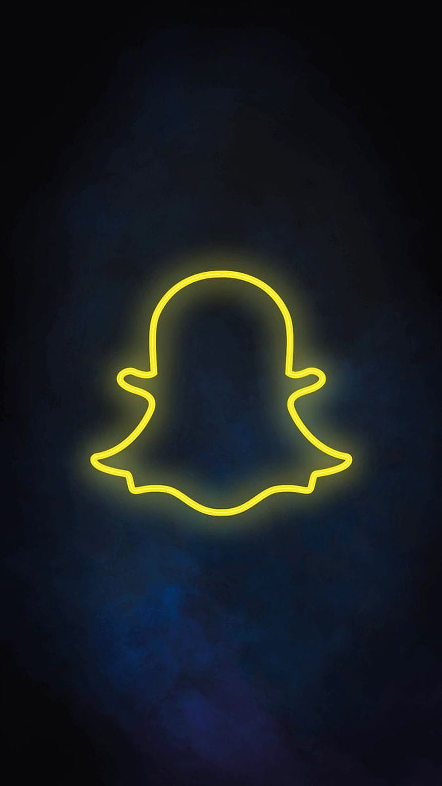 Glowing Yellow Snapchat Ghost Logo on Dark Blue Smoky Background HD phone wallpaper