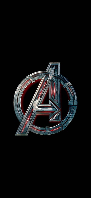 Avengers metallic logo emblem with red glow on black background HD phone wallpaper